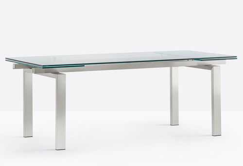 Table contemporaine - MAGIC TM - PEDRALI - en verre / avec piètement en acier inoxydable / rectangulaire