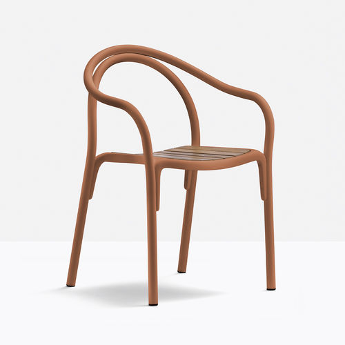 Chaise contemporaine - SOUL 3746 - PEDRALI - d'extérieur / en teck / avec piètement en aluminium