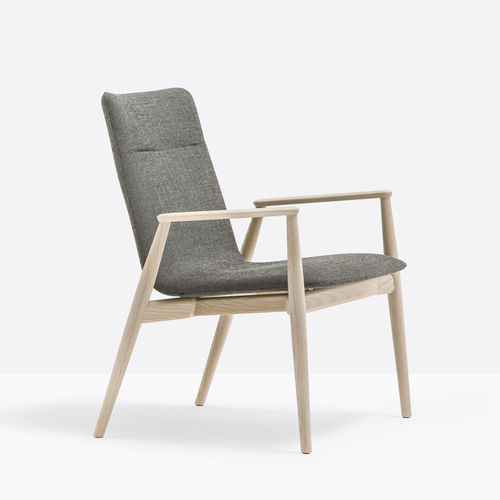Fauteuil contemporain - MALMÖ 298 - PEDRALI - en tissu / en frêne / gris