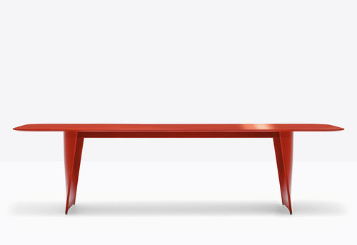 Table contemporaine - FRANK - PEDRALI - en MDF laqué / en verre / en stratifié
