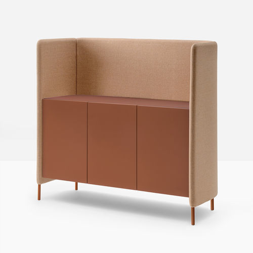 Buffet contemporain - buddyhub BDM002/140 - PEDRALI - en aluminium / en cuir / stratifié