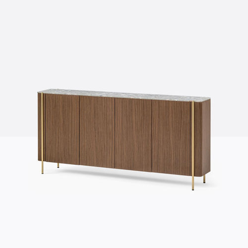 Buffet contemporain - blume blm_189X32X89 - PEDRALI - en aluminium extrudé / en placage de bois / en marbre