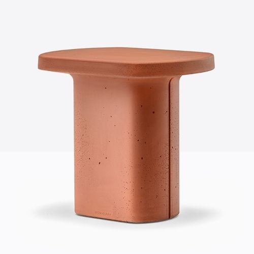Table basse contemporaine - CAEMENTUM CMT 40x30x35 - PEDRALI - en ciment / avec piètement en ciment / ovale