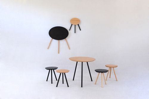 Table contemporaine - 2D - SMARIN - en bois / ronde / pliante