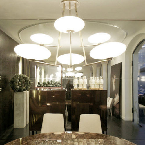 Lustre contemporain - MAMÌ - PENTA - en verre soufflé / en métal / 6 ampoules