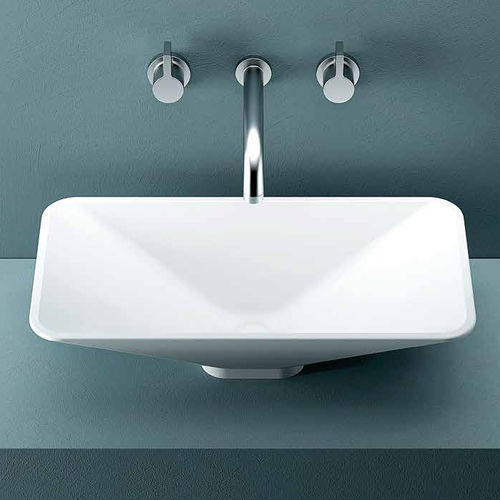 Vasque à poser - SQUARE - PLANIT - en Corian® / rectangulaire / sans trou