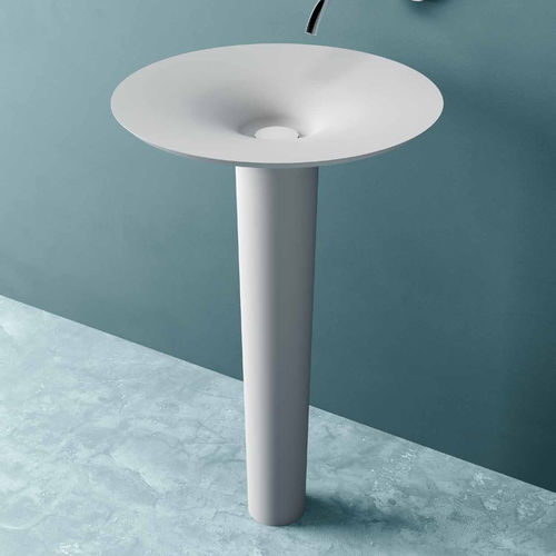 Vasque sur pied - TUBE 3 - PLANIT - en Corian® / ronde / sans trou