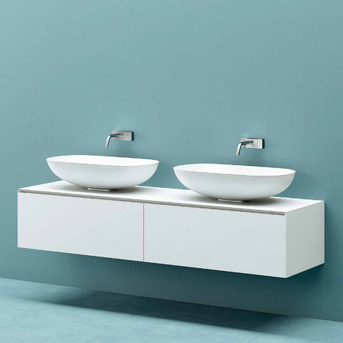 Meuble vasque double - INFINITY 1 - PLANIT - suspendu / en placage de bois / en Corian®