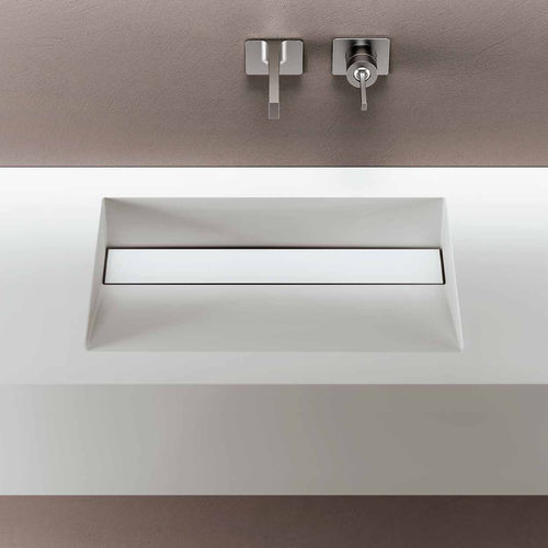 Vasque intégrée - CASCADE - PLANIT - en Corian® / avec plan intégré / rectangulaire