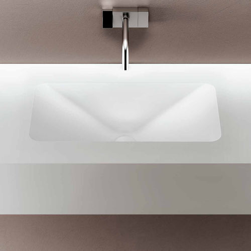 Vasque intégrée - SQUARE - PLANIT - en Corian® / avec plan intégré / rectangulaire