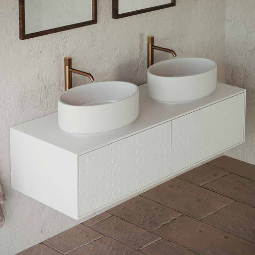 Meuble vasque double - INFINITY 4 - PLANIT - suspendu / en placage de bois / en Corian®