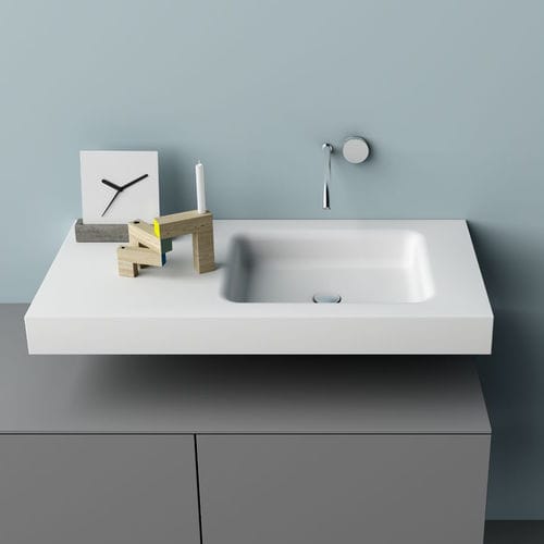 Vasque intégrée - TERRACE - PLANIT - en Corian® / avec plan intégré / rectangulaire