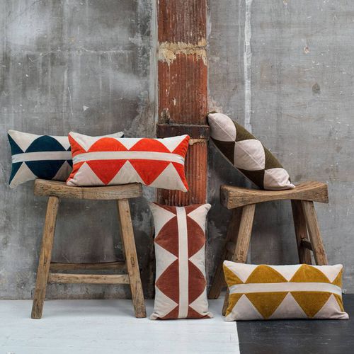 Coussin d'extérieur - Minos - Elitis - rectangulaire / à motif géométrique / patchwork