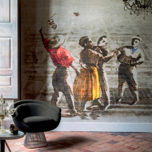 Papier peint contemporain - Le Bal - Elitis - en vinyle / scène / uni