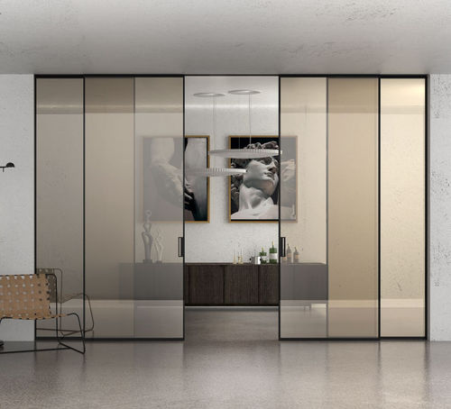 Porte d'intérieur - VAS2b - SI4A2F - SB- G07 - AGOPROFIL S.p.A - en verre / en aluminium / coulissante
