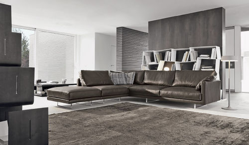 Canapé modulable - SLIM - Nuova Linea Valentini - contemporain / en cuir / marron