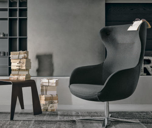 Fauteuil contemporain - MAYA - Nuova Linea Valentini - en tissu / à oreilles / à dossier haut