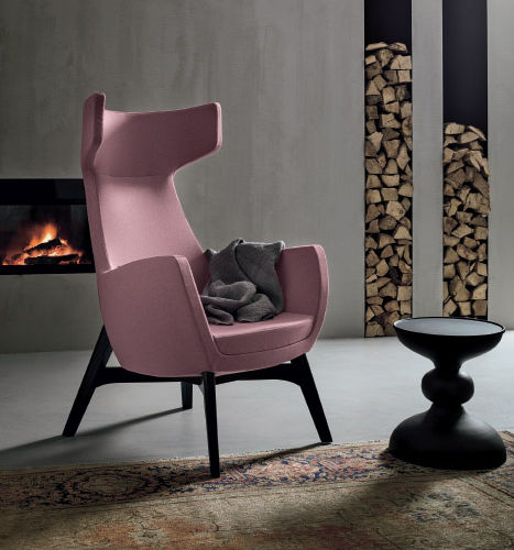 Fauteuil contemporain - IRIS - Nuova Linea Valentini - en tissu / à oreilles / à dossier haut