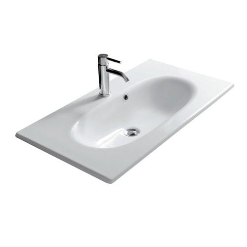 Vasque suspendue - 7102 - GALASSIA - en céramique / avec plan intégré / ovale