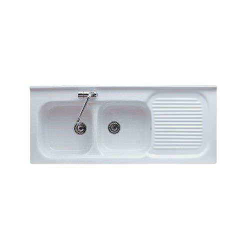 Évier 2 bacs - FLORENCE DX - GALASSIA - avec égouttoir / en céramique / encastrable