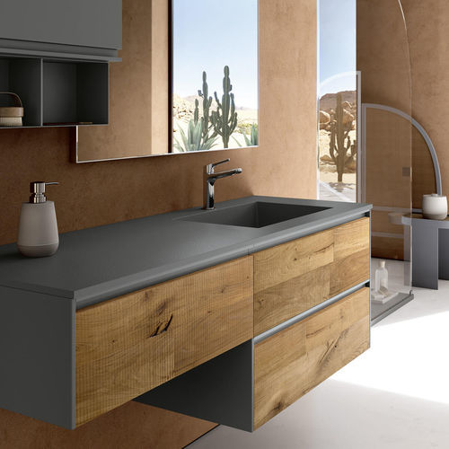 Meuble vasque suspendu - SW102  - RAB ARREDOBAGNO - en bois / en HPL / contemporain