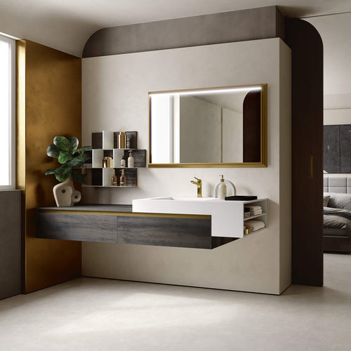 Meuble vasque suspendu - SW104  - RAB ARREDOBAGNO - en bois / en HPL / contemporain