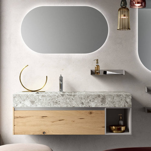 Meuble vasque suspendu - SW107  - RAB ARREDOBAGNO - en bois / en HPL / contemporain
