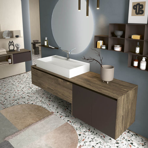 Meuble vasque suspendu - TR107 - RAB ARREDOBAGNO - en HPL / contemporain / sans porte