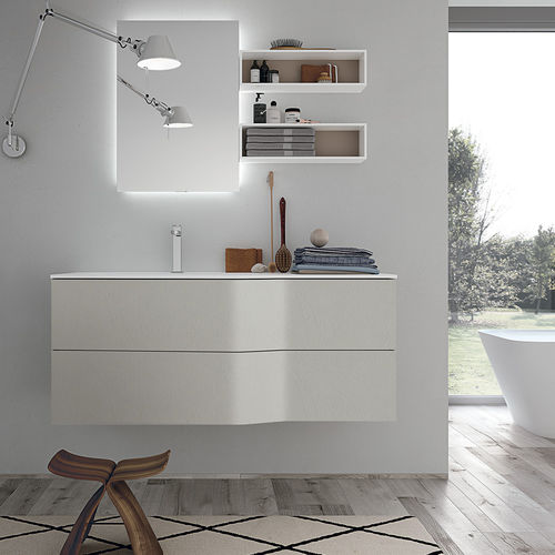 Meuble vasque à poser - COMPOSITION 11 - HAFRO srl - en frêne / en composite / contemporain
