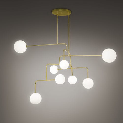 Lustre contemporain - CONSTELLATION - alma light - en verre / en laiton / 8 ampoules