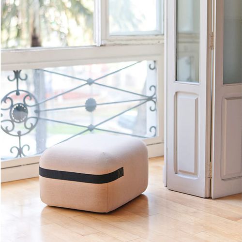 Pouf contemporain - SEASON - Viccarbe - en tissu / en cuir / en bois massif