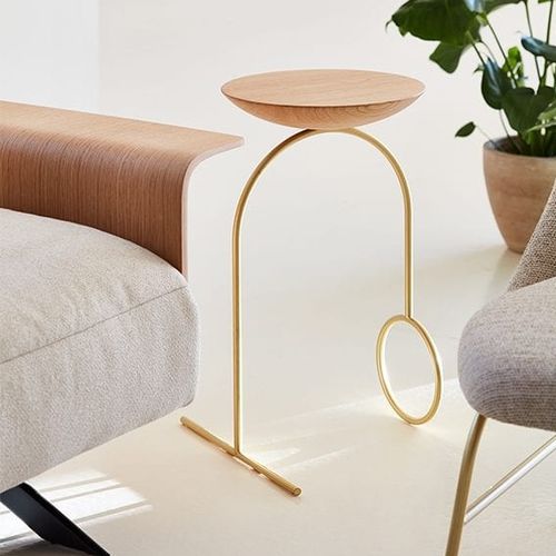 Table d'appoint design minimaliste - GIRO - Viccarbe - en chêne / avec piètement en métal / ronde