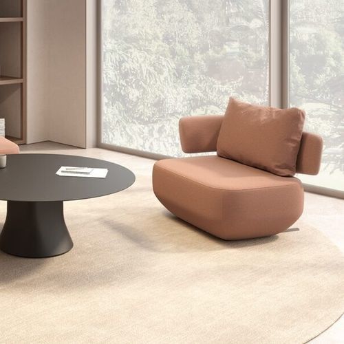 Fauteuil contemporain - LEVITT - Viccarbe - en tissu / gris / marron