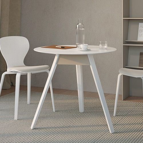 Table contemporaine - Trivio - Viccarbe - en chêne / avec piètement en chêne / ronde