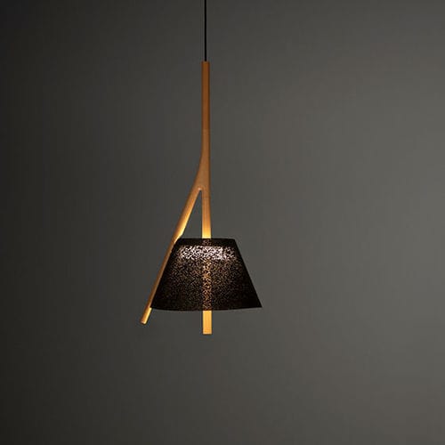 Suspension - Cambo CM104G - a emotional light - en maille d'acier inox / bois / design minimaliste