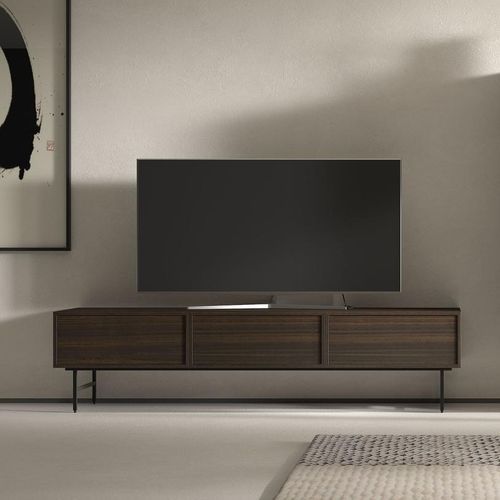 Meuble TV contemporain - Nara - Arlex - lowboard / en bois laqué / noir