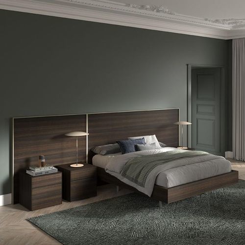 Lit double - Eter - Arlex - contemporain / tapissé / avec tables de chevet