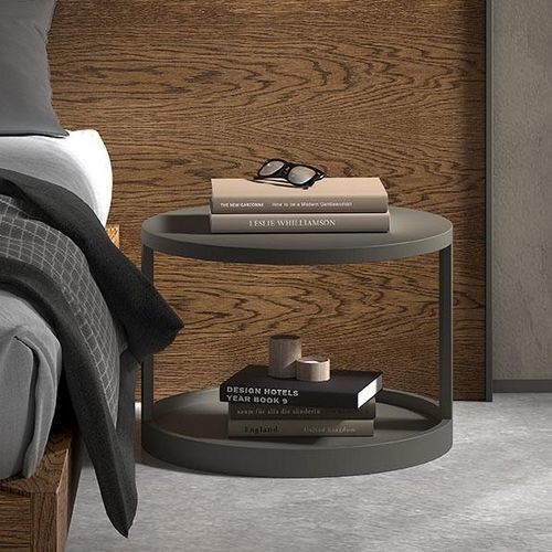 Table de chevet contemporaine - Moon - Arlex - en bois / avec piètement en bois / ronde