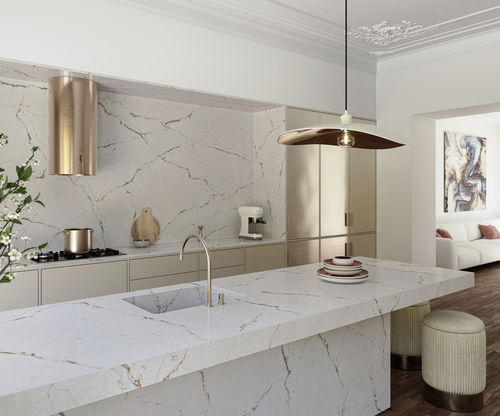 Plan de travail en Silestone® - Le chic : Versailles Ivory - Cosentino - de cuisine / blanc / poli