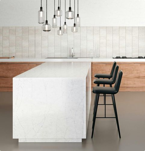 Plan de travail en Silestone® - Ethereal Series - Cosentino - de cuisine / blanc / à bords droits