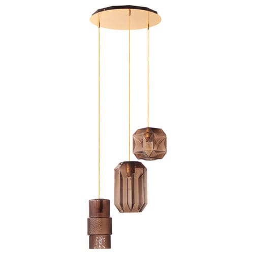Suspension - SENSO - RIVIERA Light - en laiton brossé / en verre / design industriel