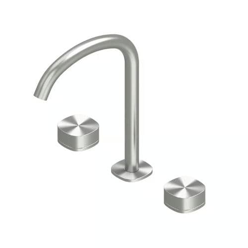Mélangeur de vasque - SUPER 22 32V - QuadroDesign - monté sur plage / en inox brossé / en acier inoxydable AISI 316