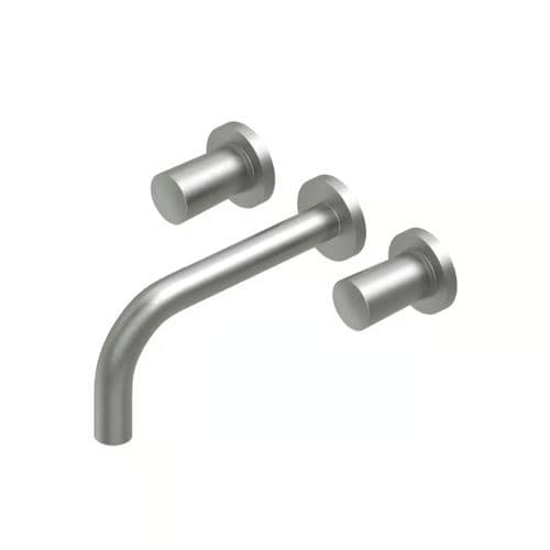 Mélangeur pour lavabo - ONO 90 02 - QuadroDesign - mural / en acier inoxydable / en inox brossé