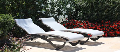 Bain de soleil contemporain - SOLE  - FIVE STARS ITALY - en Batyline® / en tissu déperlant / en aluminium