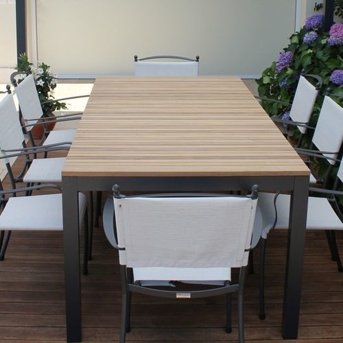 Table contemporaine - ARIETE - FIVE STARS ITALY - en teck / avec piètement en aluminium / rectangulaire