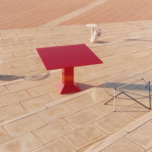 Table à manger contemporaine - METTSASS - BD Barcelona Design - en verre / avec piètement en tôle d'acier / carrée