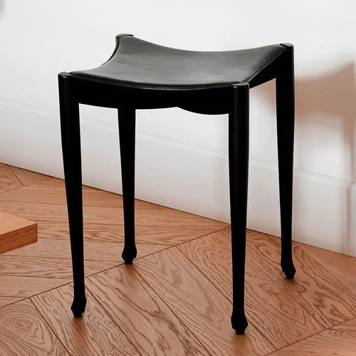 Tabouret contemporain - GAULINO  - BD Barcelona Design - en cuir / avec piètement en acier thermolaqué / noir