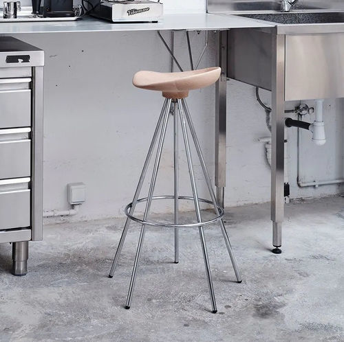 Tabouret de bar contemporain - JAMAICA - BD Barcelona Design - en hêtre / en fonte d'aluminium / avec piètement en acier chromé