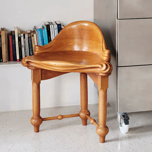 Tabouret de style - CALVET  - BD Barcelona Design - en chêne / avec piètement en chêne / 3 pieds