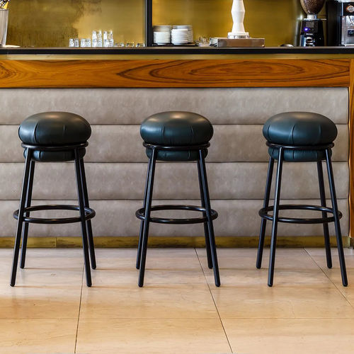 Tabouret de bar contemporain - GRASSO  - BD Barcelona Design - en cuir / avec piètement en acier / 4 pieds